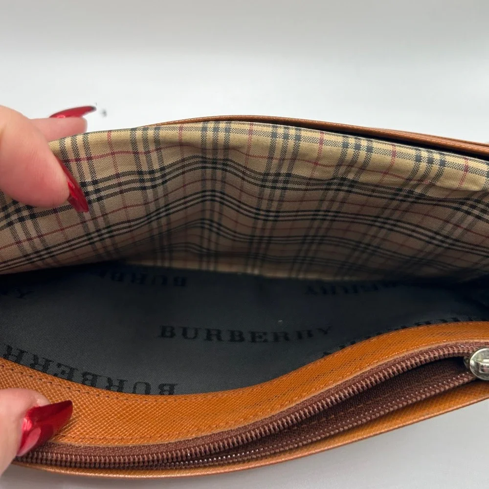 Burberry Brown Leather Haymarket Check Long Wallet #358